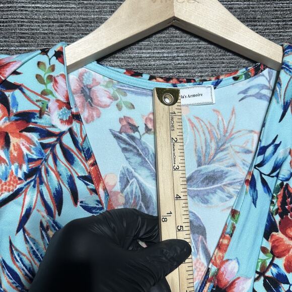 Kayla's Armoire Dress Women's L Blue Floral Summer KD1169 - Picture 5 of 11